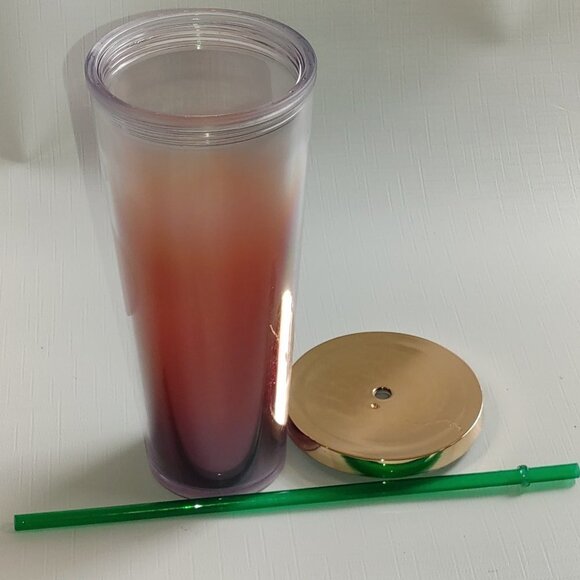 2014 Starbucks Gradient Red Ombre Gold Top 24 Oz Venti Tumbler - Picture 4 of 8